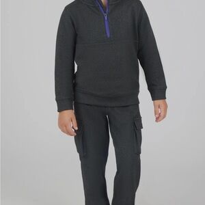Black Quarter-Zip Pullover and Pants Set
